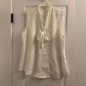 Pur Ivory Sleeveless Blouse with Bow